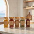 Glass Spice Jars with Bamboo Lids, 4oz Square