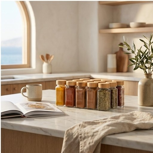 Glass Spice Jars with Bamboo Lids, 4oz Square