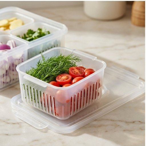 Fridge Organizer with Drain Baskets, 4 or 6 Grid