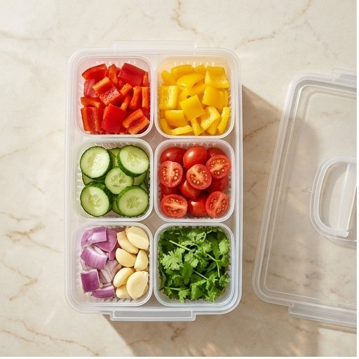 Fridge Organizer with Drain Baskets, 4 or 6 Grid