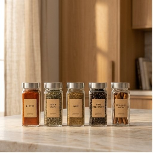Glass Spice Jars with Shaker Lids, Square 4oz