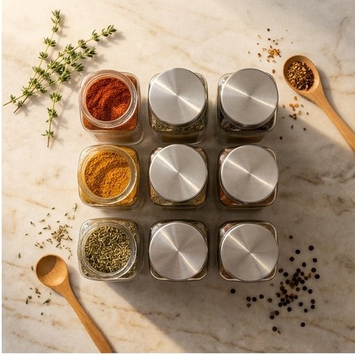 Glass Spice Jars with Shaker Lids, Square 4oz