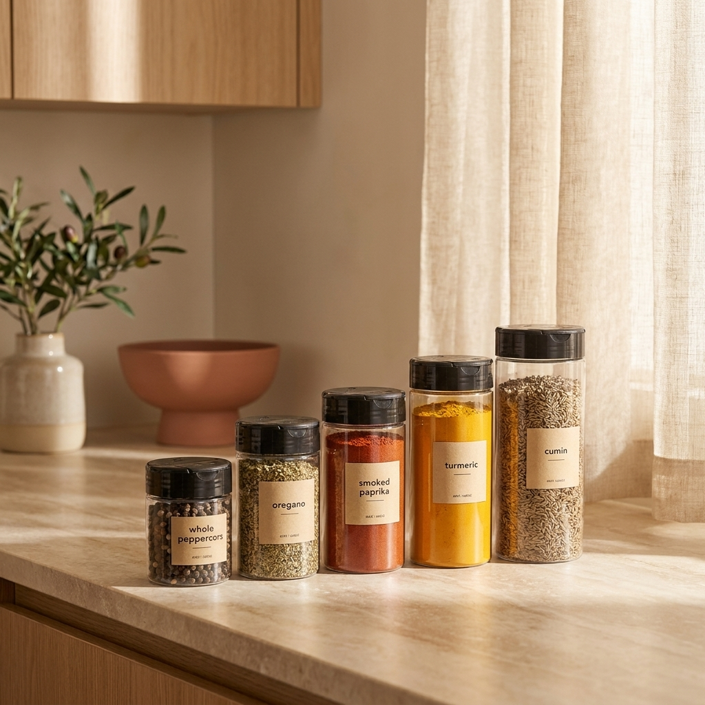 Clear Spice Jars with plastic Flip Lid  | 5 Sizes Available
