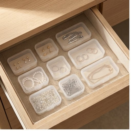 Mini Clear Storage Box Set, 10 Pieces in Graduated Sizes