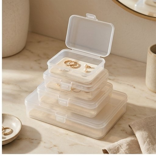 Mini Clear Storage Box Set, 10 Pieces in Graduated Sizes