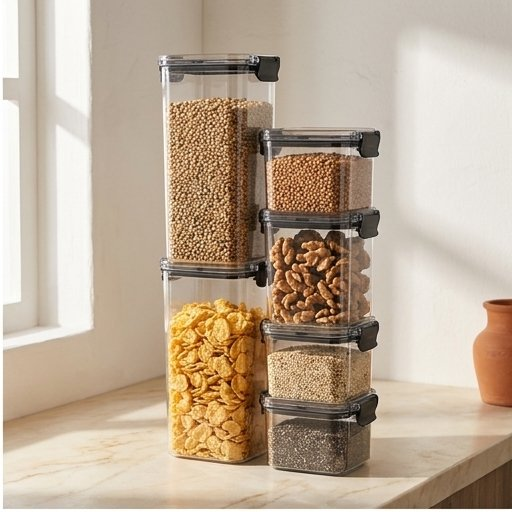 Airtight Pantry Container Set, Stackable Clear Plastic