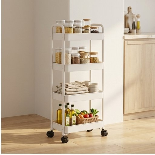 5-Tier Rolling Storage Cart with Wheels, Black or White
