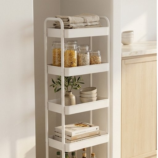 5-Tier Rolling Storage Cart with Wheels, Black or White