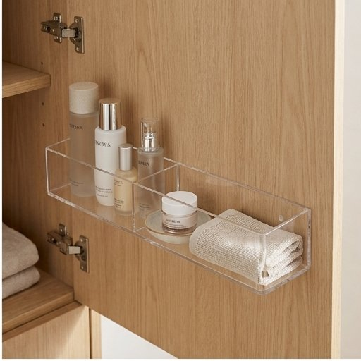 Clear Acrylic Wall Mounted Storage Shelf, No Drill