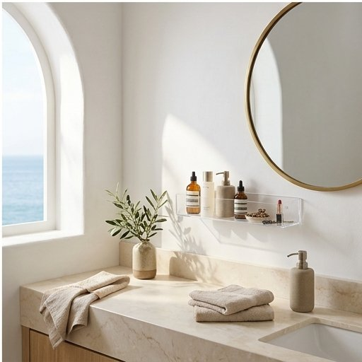 Clear Acrylic Wall Mounted Storage Shelf, No Drill