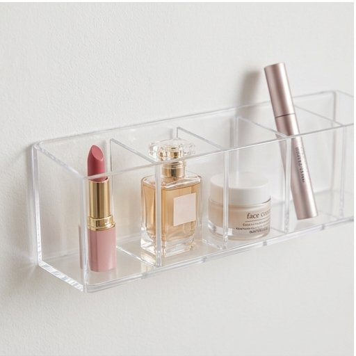 Clear Acrylic Wall Mounted Storage Shelf, No Drill